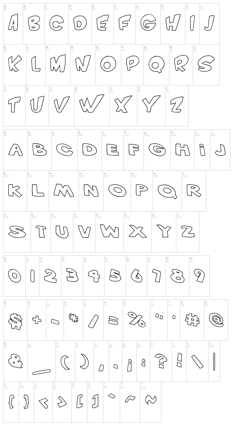 VTC Scream it Loud font map